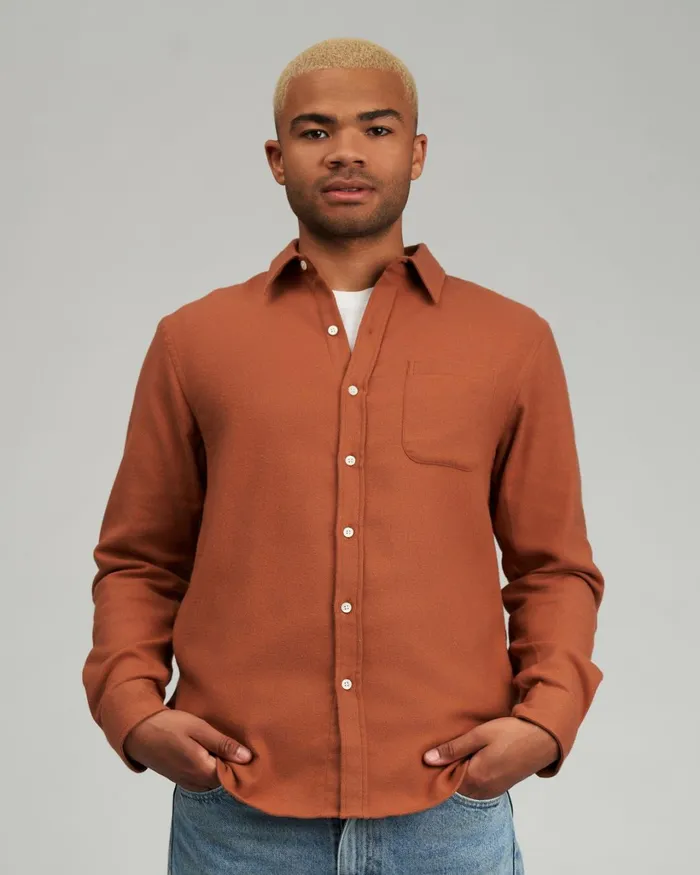 Men Organic Flannel Shirt Ginger Brown Colorful Standard Shirts