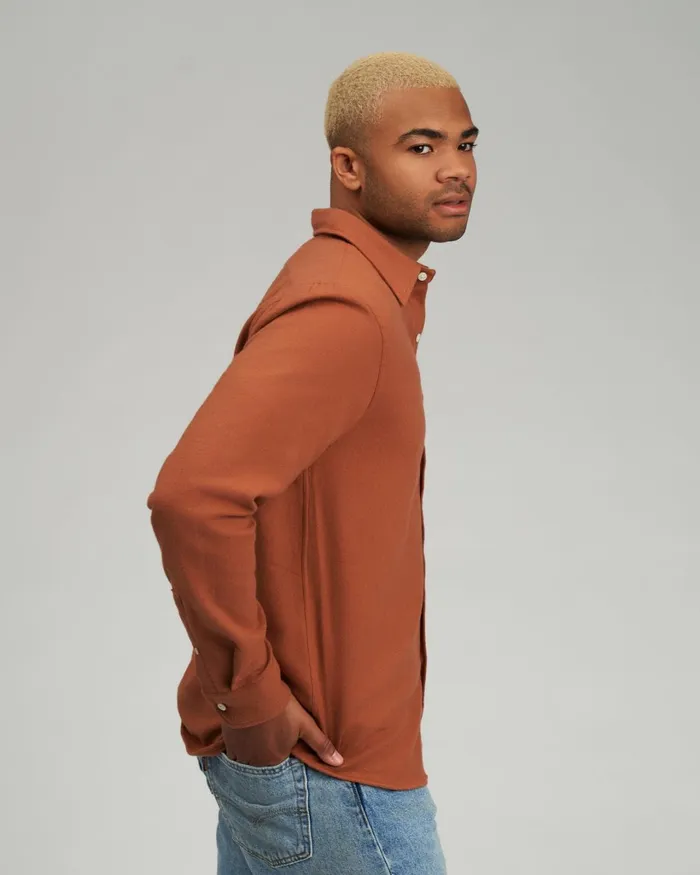 Men Organic Flannel Shirt Ginger Brown Colorful Standard Shirts