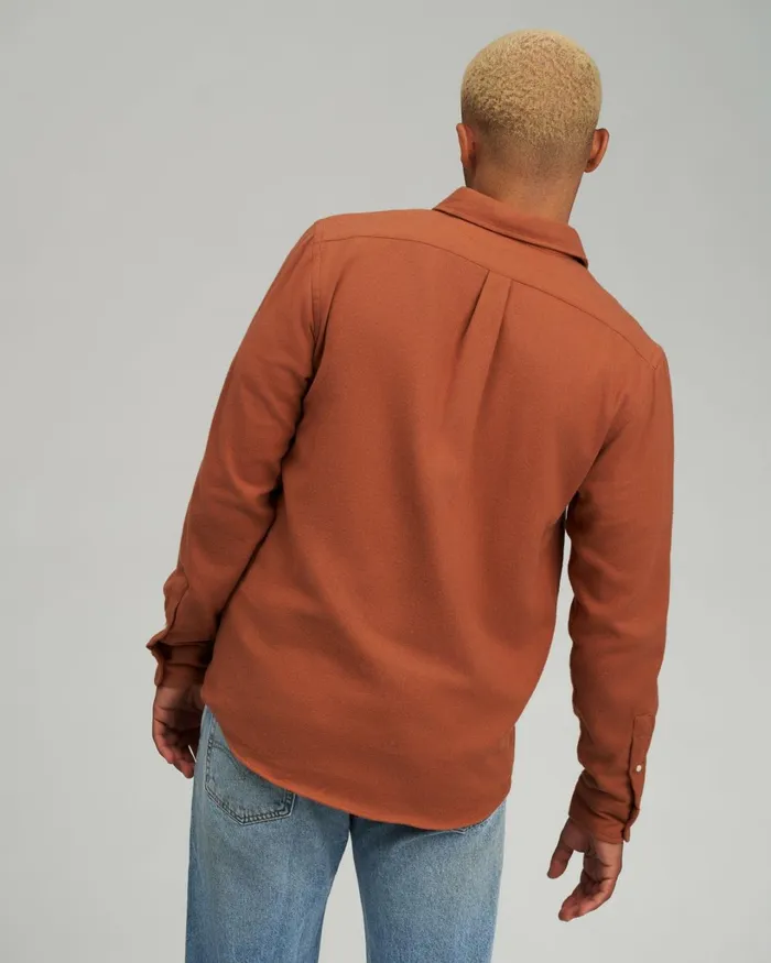 Men Organic Flannel Shirt Ginger Brown Colorful Standard Shirts