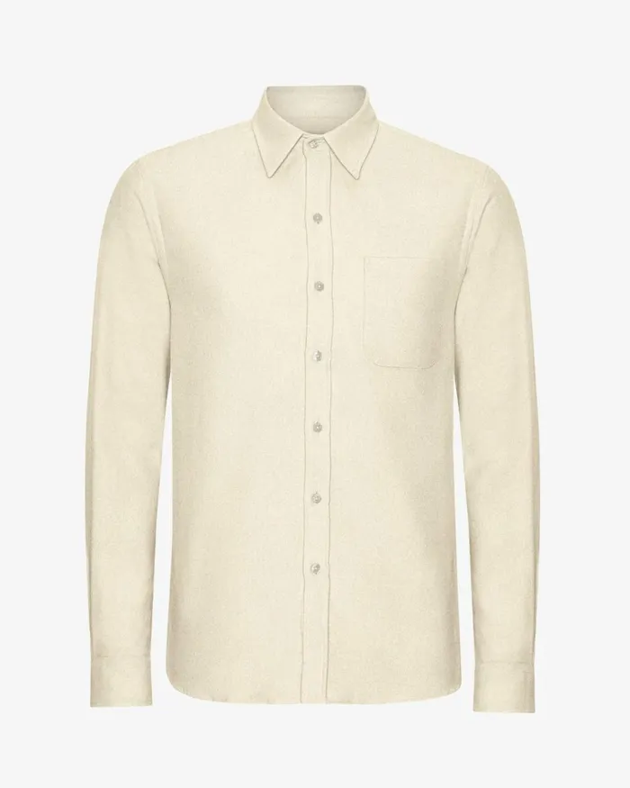 Men Organic Flannel Shirt Ivory White Colorful Standard Shirts