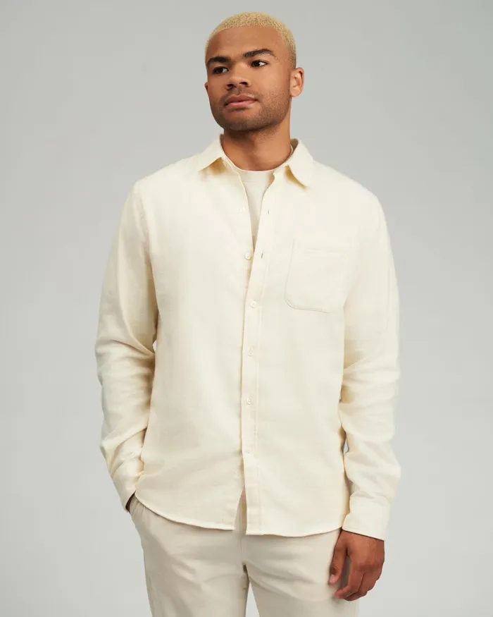 Men Organic Flannel Shirt Ivory White Colorful Standard Shirts