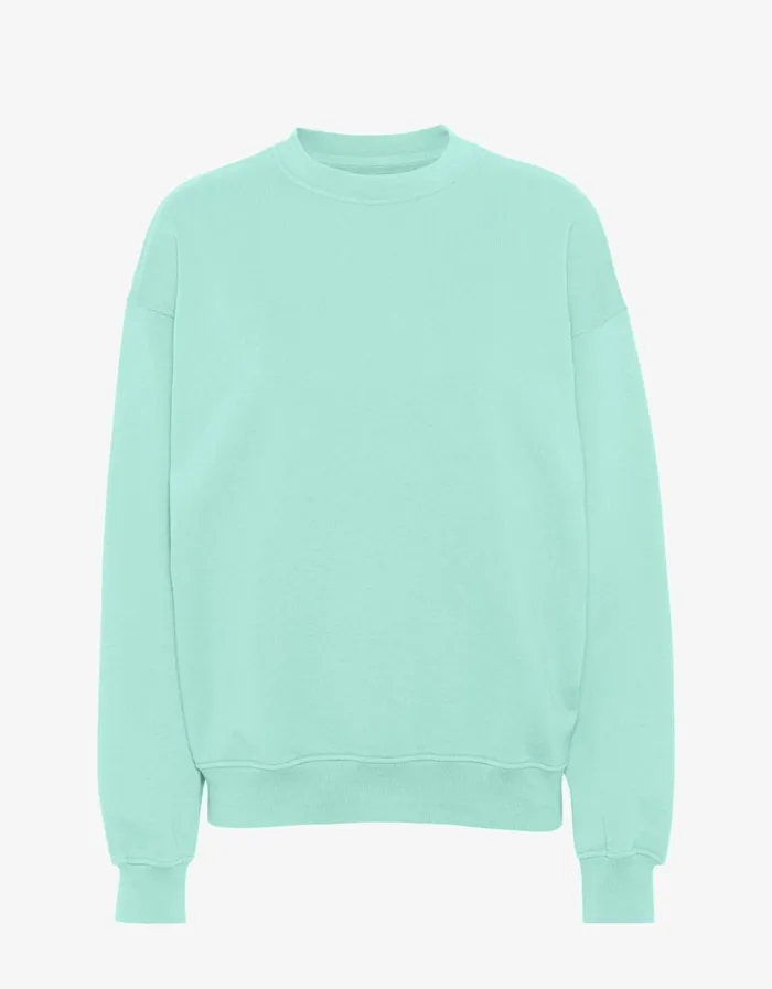 Men Organic Oversized Crew Light Aqua Colorful Standard Crewneck Sweatshirts