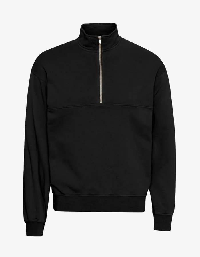 Men Organic Quarter Zip Deep Black Colorful Standard Quarter Zips