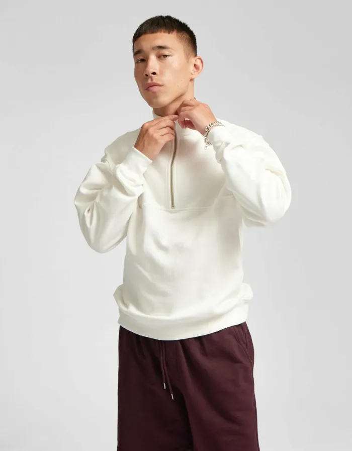 Men Organic Quarter Zip Faded Grey Colorful Standard Quarter Zips