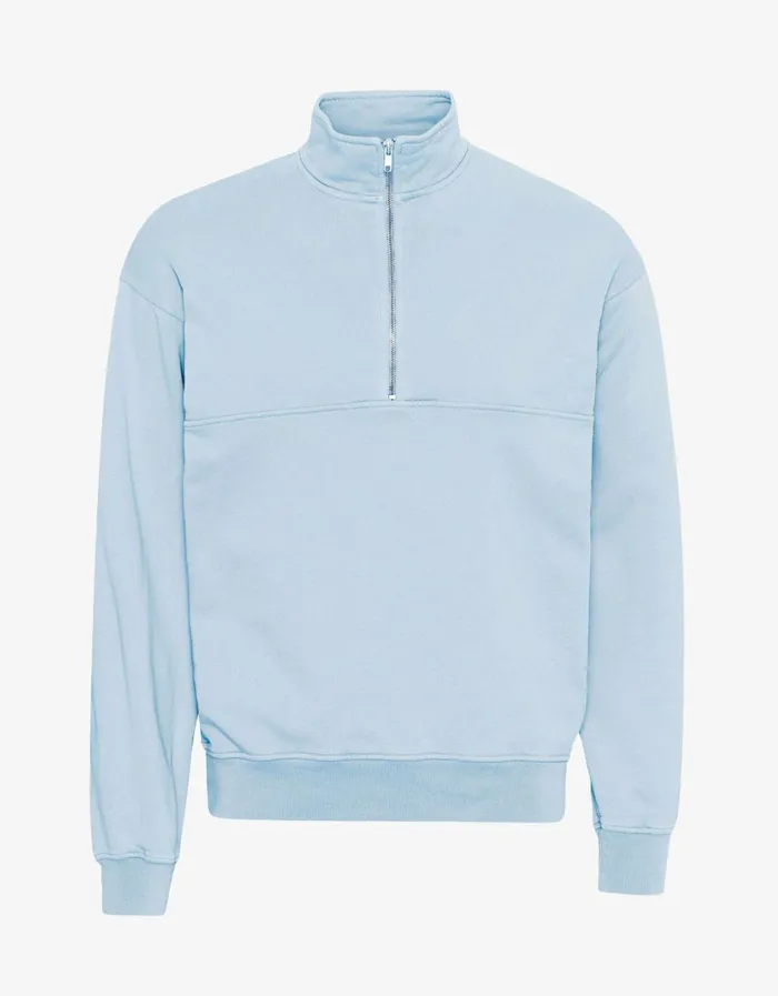 Men Organic Quarter Zip Polar Blue Colorful Standard Quarter Zips
