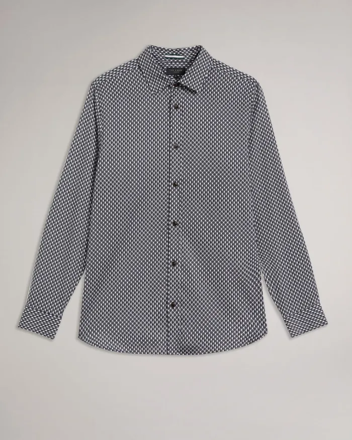 Men ORMSBY 8211 Long Sleeve Geometric Print Shirt Black Ted Baker Shirts