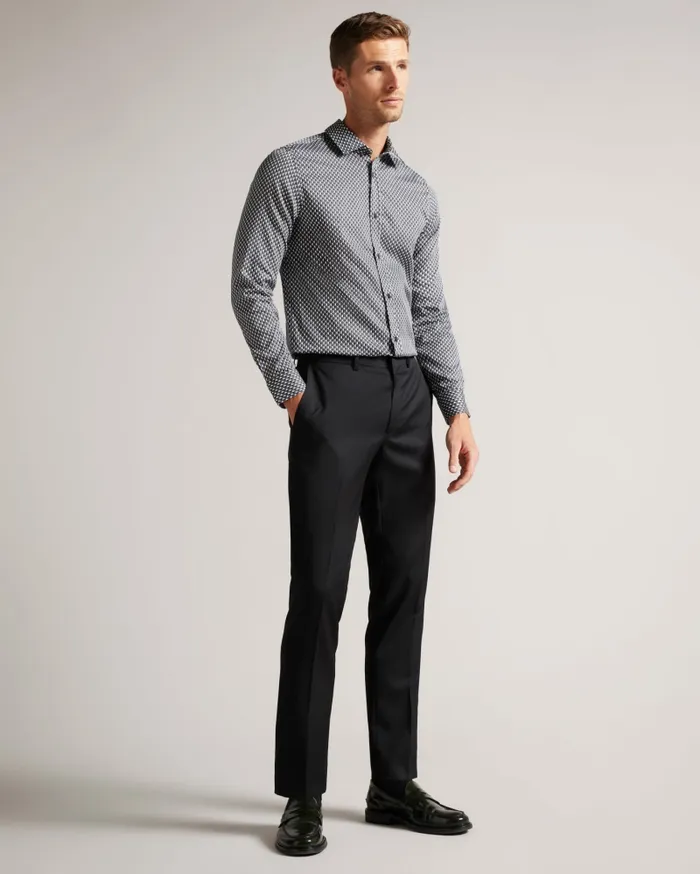 Men ORMSBY 8211 Long Sleeve Geometric Print Shirt Black Ted Baker Shirts