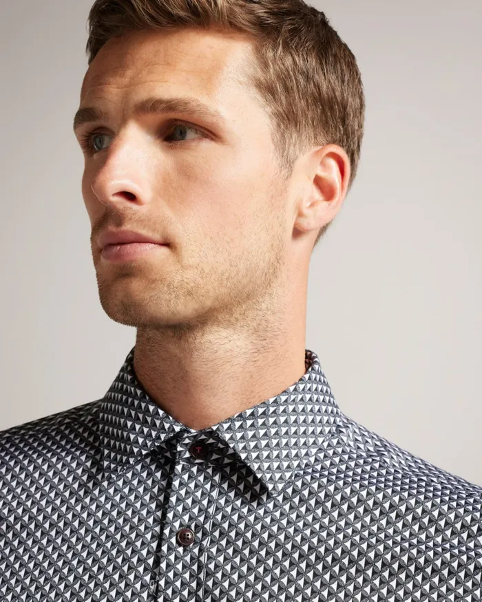 Men ORMSBY 8211 Long Sleeve Geometric Print Shirt Black Ted Baker Shirts