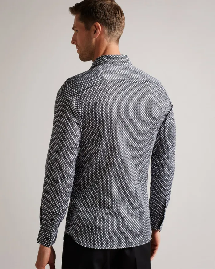 Men ORMSBY 8211 Long Sleeve Geometric Print Shirt Black Ted Baker Shirts