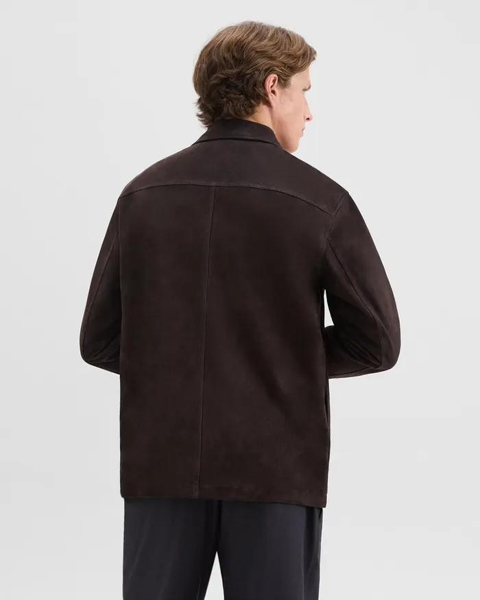 Men Outerwear Theory Closson Military Jacket In Suede Hickory