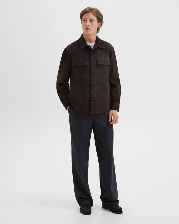 Men Outerwear Theory Closson Military Jacket In Suede Hickory