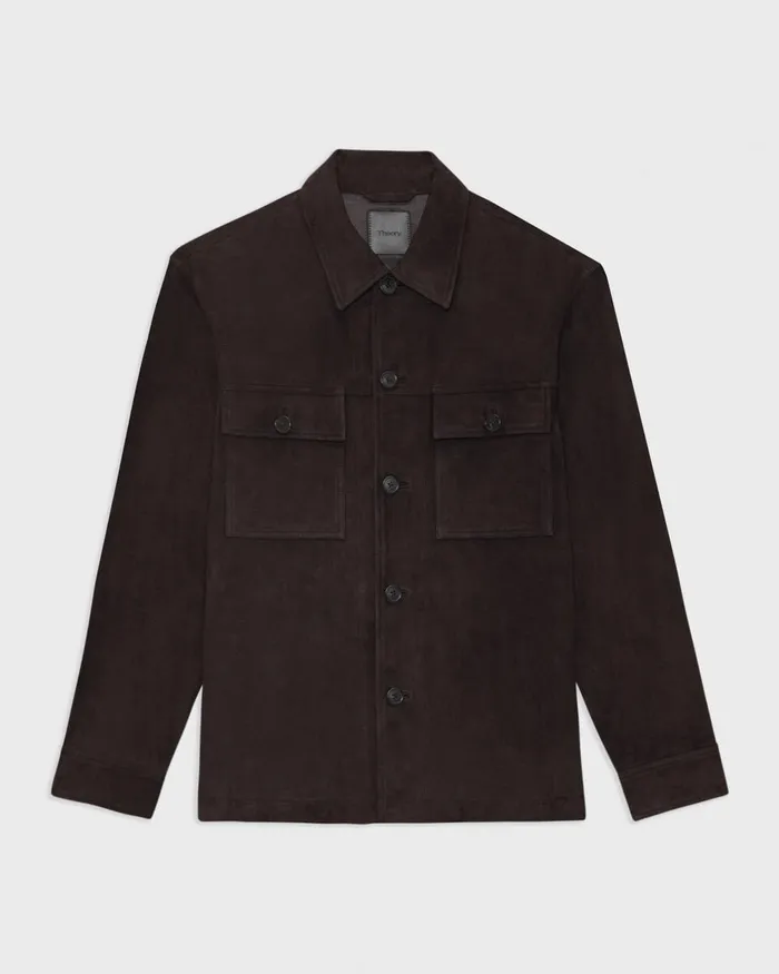 Men Outerwear Theory Closson Military Jacket In Suede Hickory