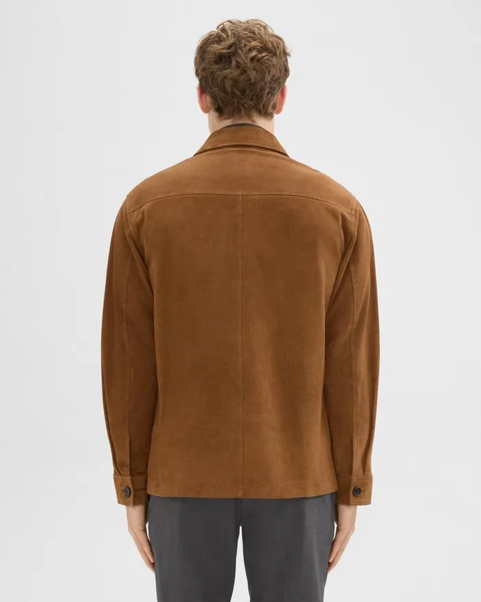 Men Outerwear Theory Closson Military Jacket In Suede Teak