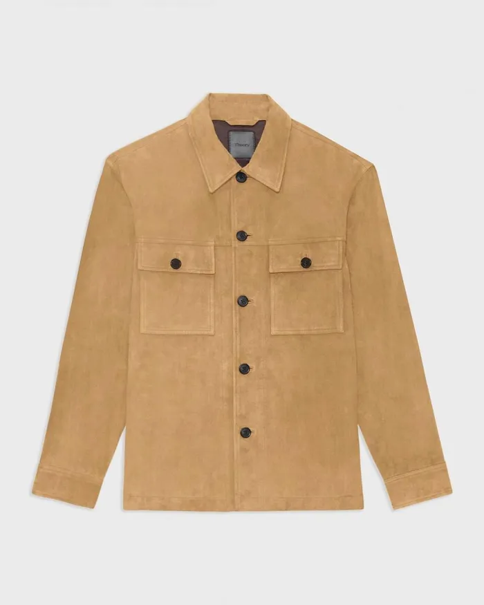 Men Outerwear Theory Closson Military Jacket In Suede Teak