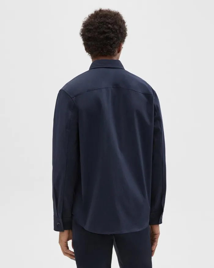 Men Outerwear Theory Garvin Shirt Jacket In Organic Cotton Baltic