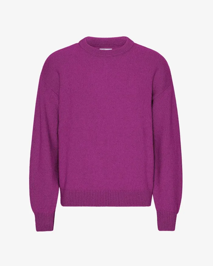 Men Oversized Merino Wool Crew Magenta Blaze Colorful Standard Knit Sweaters