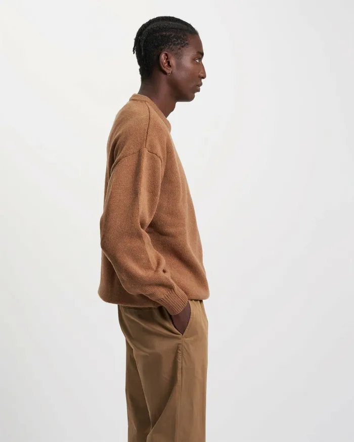 Men Oversized Merino Wool Crew Oxblood Red Colorful Standard Knit Sweaters