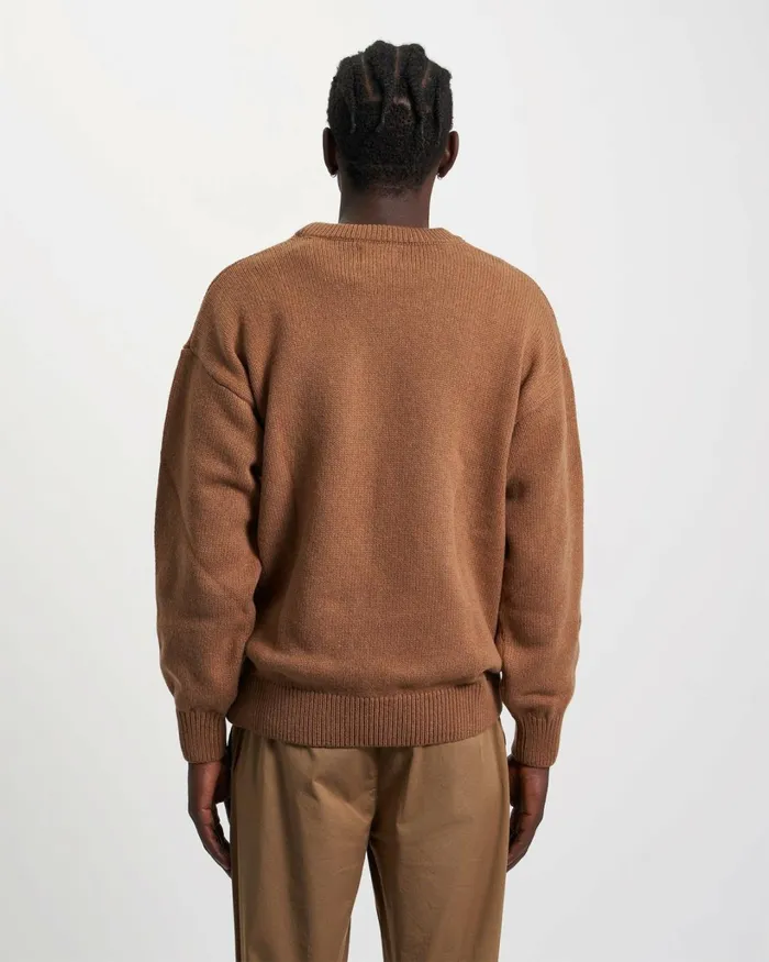 Men Oversized Merino Wool Crew Oxblood Red Colorful Standard Knit Sweaters