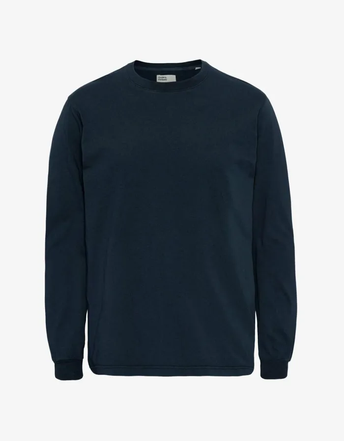 Men Oversized Organic LS TShirt Navy Blue Colorful Standard TShirts