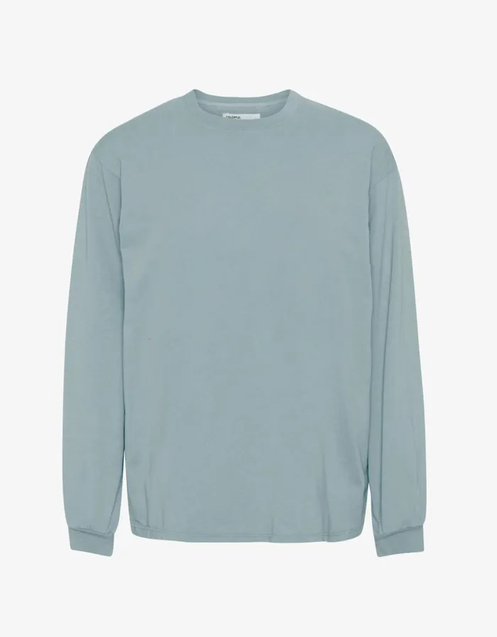 Men Oversized Organic LS TShirt Steel Blue Colorful Standard TShirts