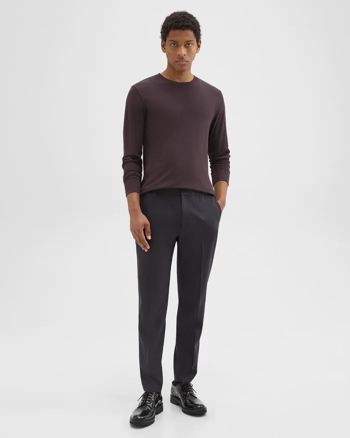 Men Pants Theory Larin Drawstring Pant In Stretch Flannel Dark Navy