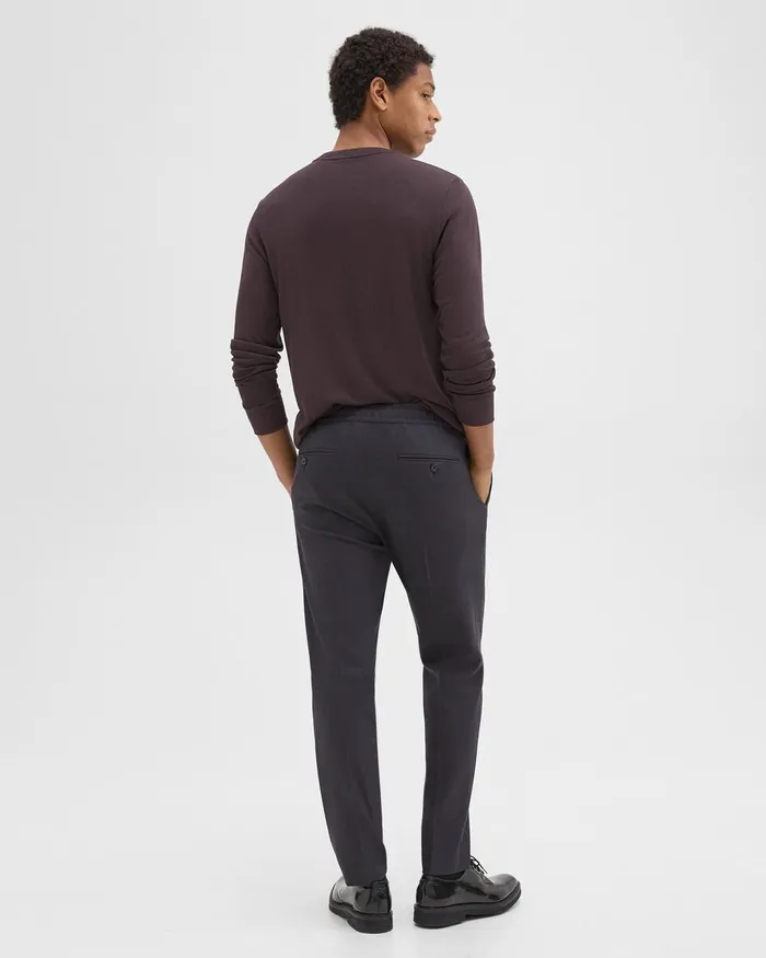 Men Pants Theory Larin Drawstring Pant In Stretch Flannel Dark Navy