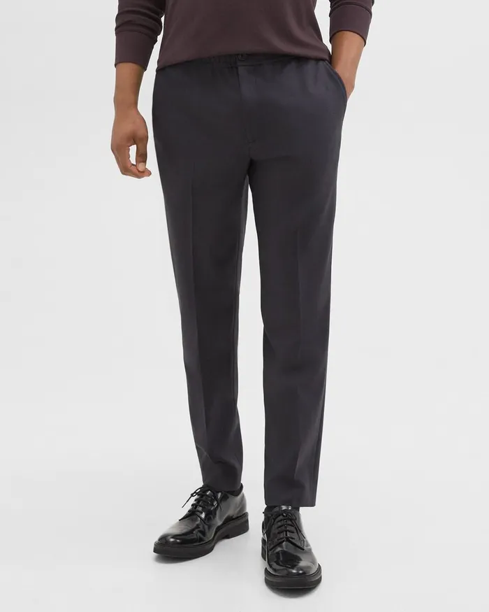 Men Pants Theory Larin Drawstring Pant In Stretch Flannel Dark Navy