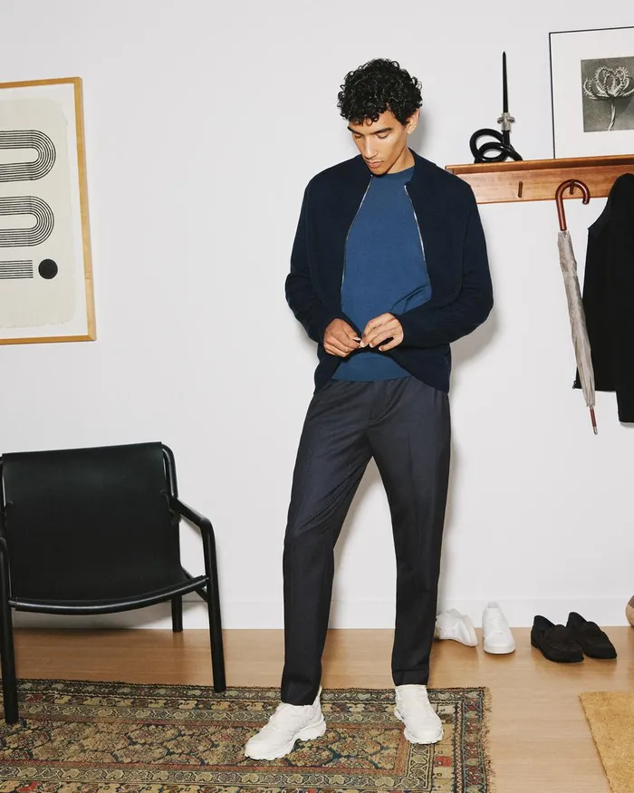 Men Pants Theory Larin Drawstring Pant In Stretch Flannel Dark Navy