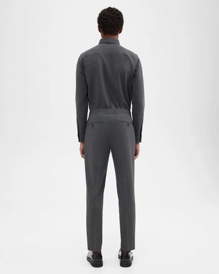Men Pants Theory Larin Drawstring Pant In Stretch Wool Medium Charcoal