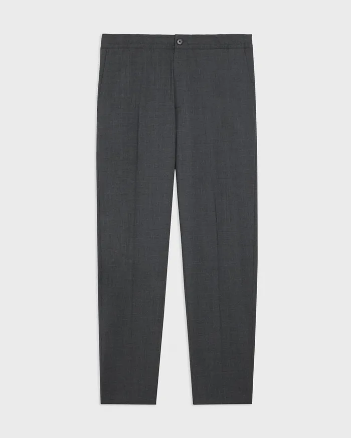 Men Pants Theory Larin Drawstring Pant In Stretch Wool Medium Charcoal