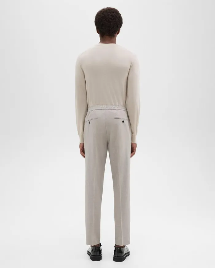 Men Pants Theory Larin Drawstring Pant In Stretch Wool Sand Melange