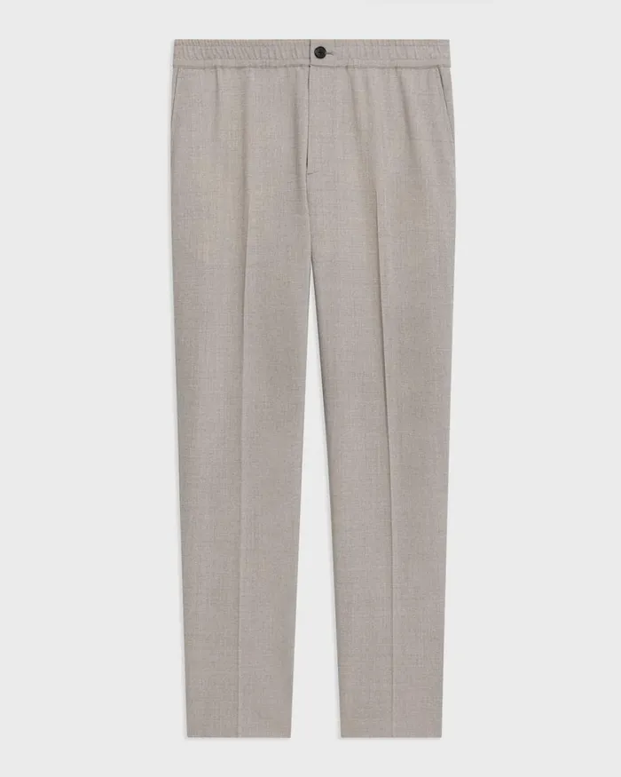 Men Pants Theory Larin Drawstring Pant In Stretch Wool Sand Melange