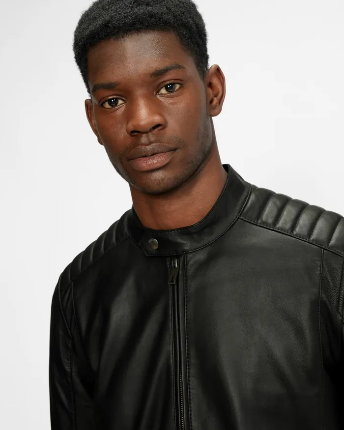 Men PAYPA 8211 Leather Jacket Black Ted Baker Coats and Jackets