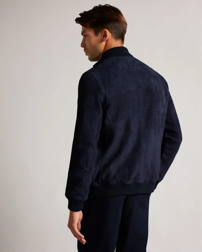 Men PEVERIL 8211 Suede Funnel Neck Bomber Jacket Navy Ted Baker Coats and Jackets Men PEVERIL 8211 Suede Funnel Neck Bomber Jacket Navy Ted Baker Coats and Jackets