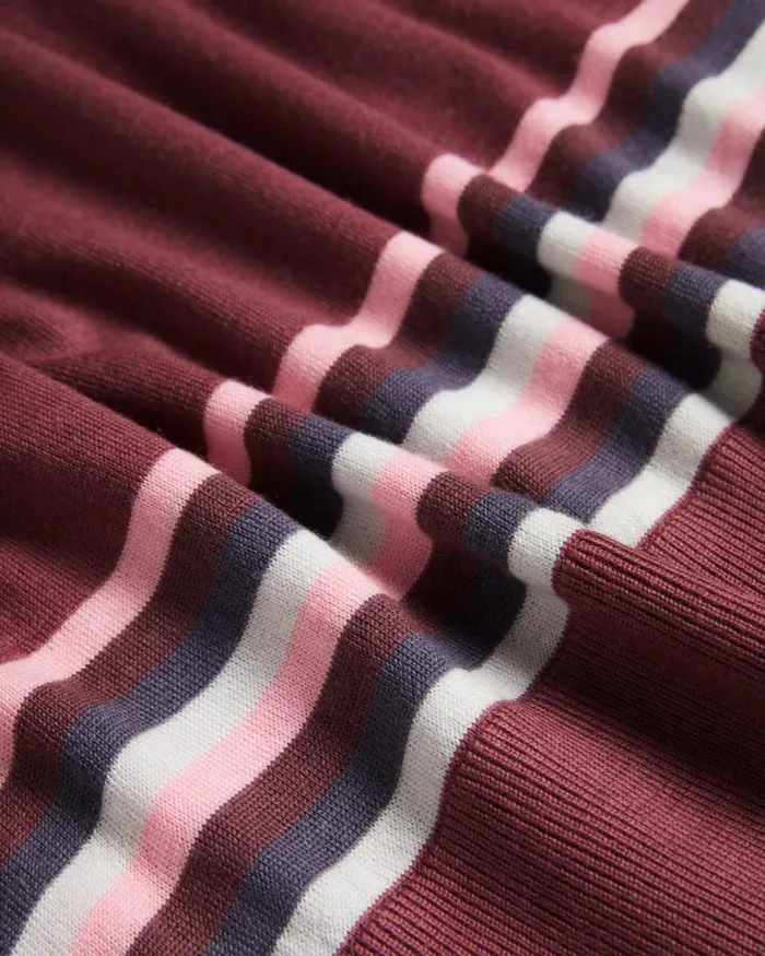 Men PITAL 8211 Striped Wool Polo Shirt Maroon Ted Baker Polo Shirts