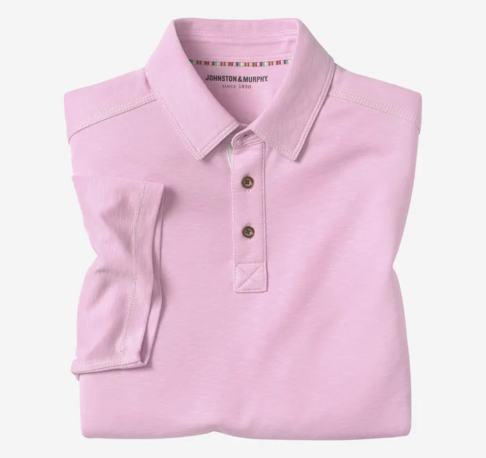 Men Polos and Tees Johnston and Murphy Vintage Slub Polo Hot Pink