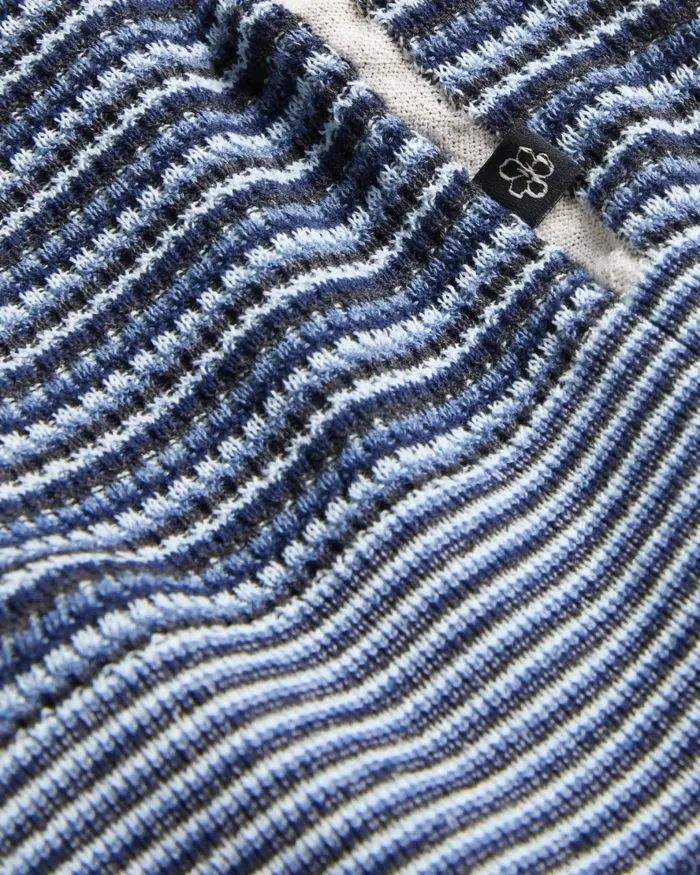 Men RADWINT 8211 Short Sleeve Textured Striped Polo Shirt Dark Blue Ted Baker Jumpers and Knitwear