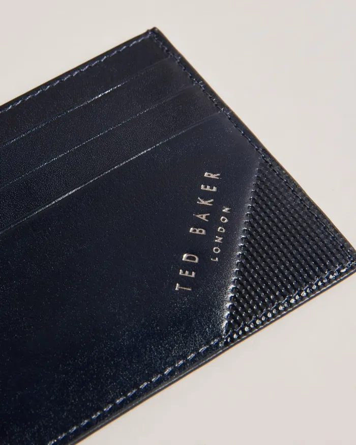 Men RAFFLES 8211 Embossed Corner Leather Card Holder Navy Ted Baker Wallets and Cardholders