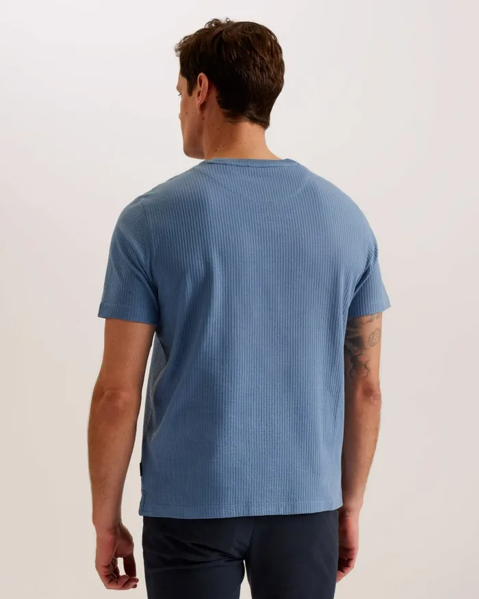 Men RAKES 8211 Textured Regular Fit TShirt Blue Ted Baker Tops