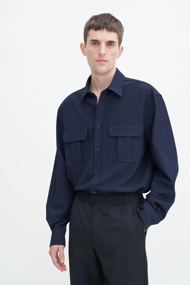 Men Relaxed Patch Pocket Shirt Navy Filippa K Shirts