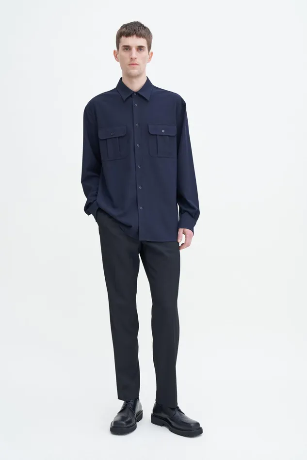 Men Relaxed Patch Pocket Shirt Navy Filippa K Shirts