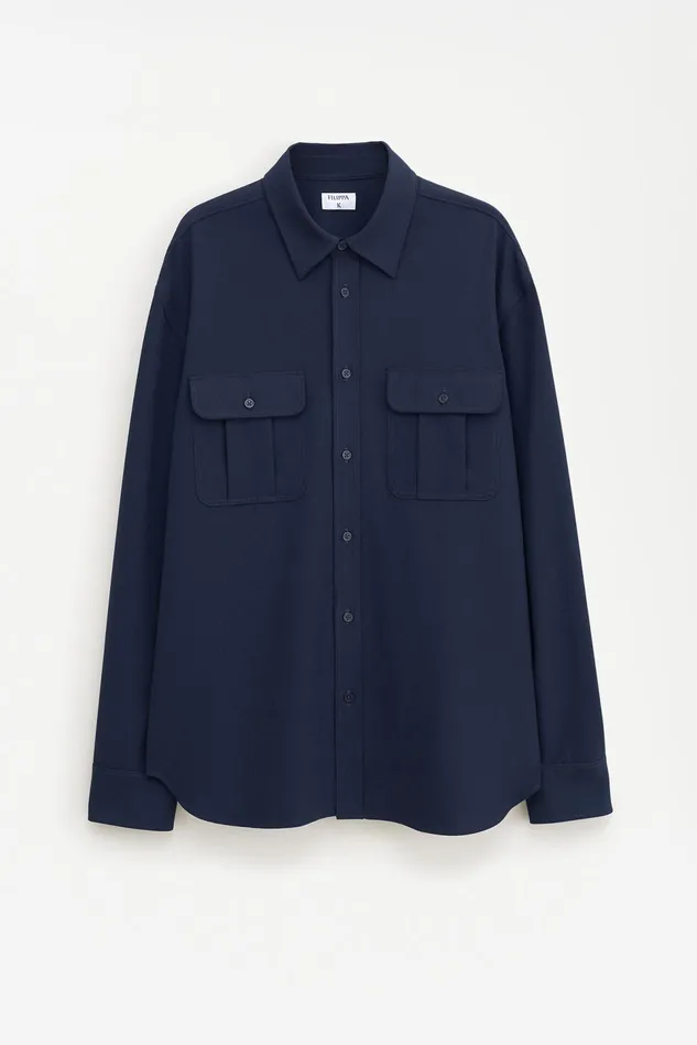 Men Relaxed Patch Pocket Shirt Navy Filippa K Shirts