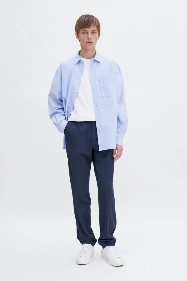 Men Relaxed Wool Trousers Dusk Blue Filippa K Trousers