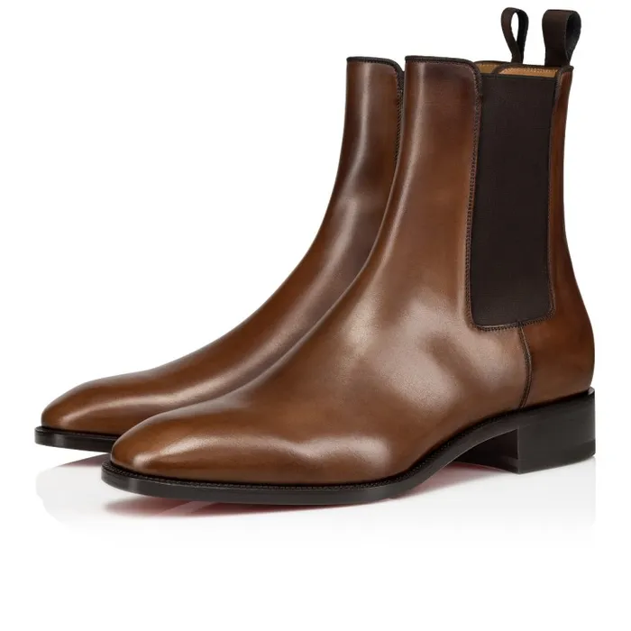 Men Samson Boots 8211 Patinated Calf Leather 8211 Havane Christian Louboutin Boots