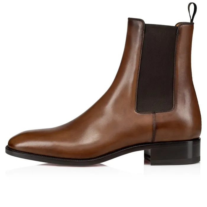 Men Samson Boots 8211 Patinated Calf Leather 8211 Havane Christian Louboutin Boots