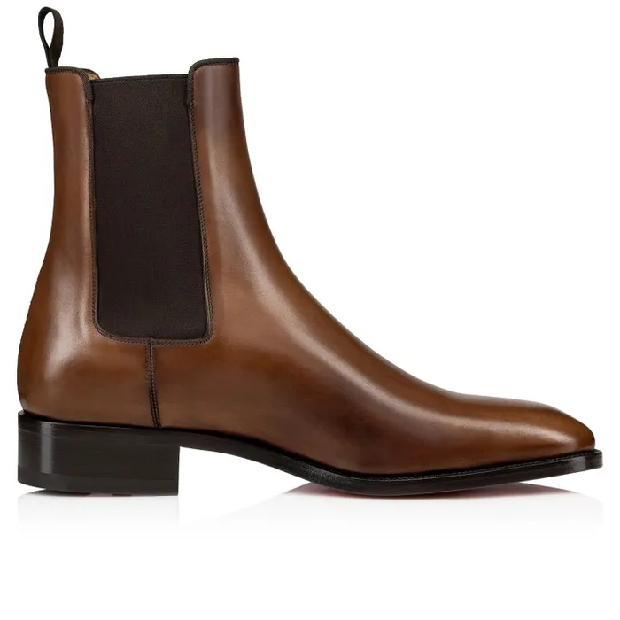 Men Samson Boots 8211 Patinated Calf Leather 8211 Havane Christian Louboutin Boots