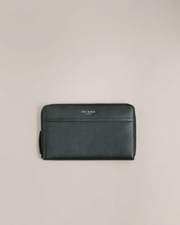 Men SAMUELS 8211 Saffiano Leather Ziparound Wallet Black Ted Baker Wallets and Cardholders