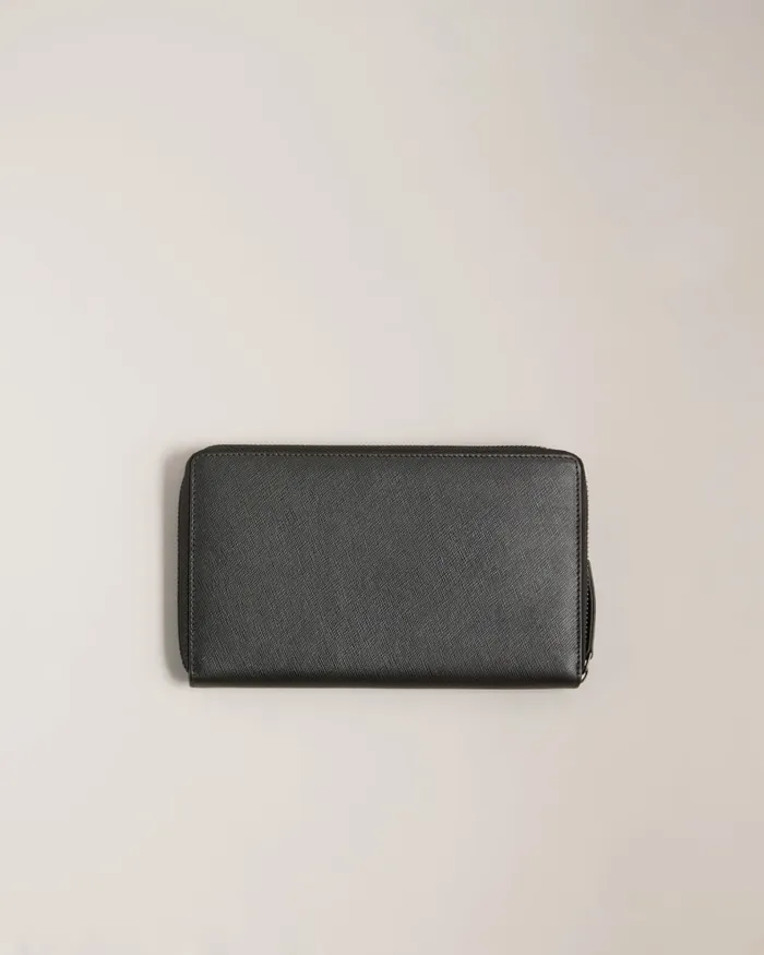 Men SAMUELS 8211 Saffiano Leather Ziparound Wallet Black Ted Baker Wallets and Cardholders