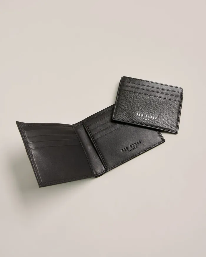 Men SAUNDER 8211 Saffiano Wallet And Card Holder Set Black Ted Baker Wallets and Cardholders Men SAUNDER 8211 Saffiano Wallet And Card Holder Set Black Ted Baker Wallets and Cardholders
