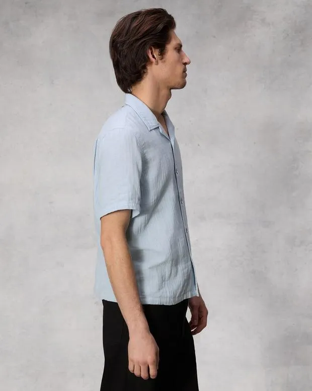Men Shirts Rag and Bone Avery Resort Gauze Shirt Dusty Blue